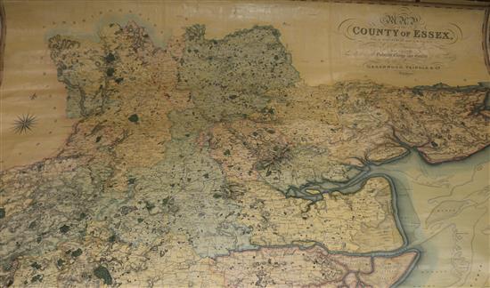 Greenwood, Pringle & Co. London Map of the County of Essex, from an Actual Survey made in the year 1824, wall map laid on canvas 130 x